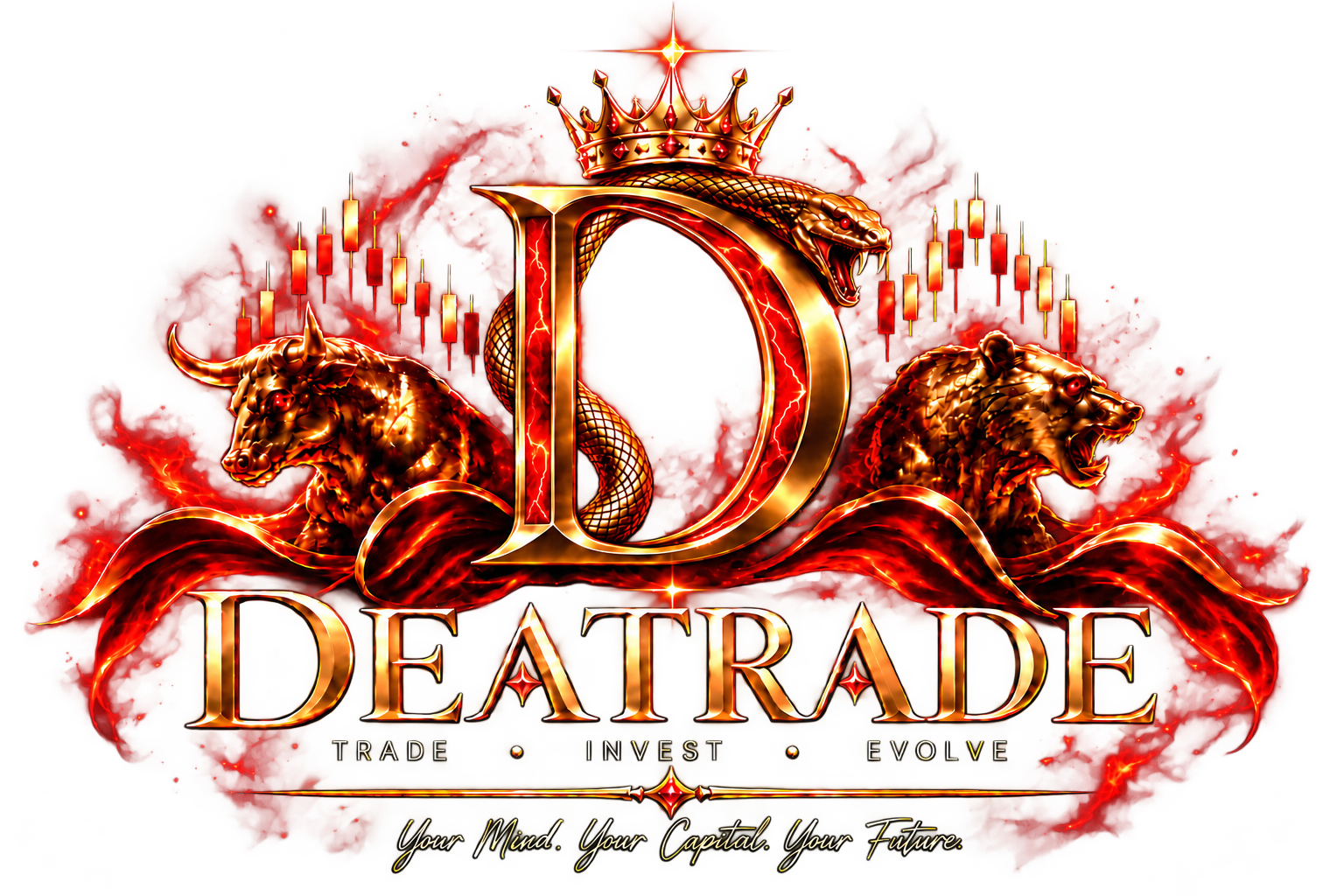 DeaTrade: la D coronata tra toro e orso, in rosso e oro